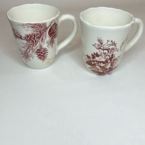 Reba Harmony For The Home Coffee Cups Mugs Set 2 Christmas White Red Gold Scroll